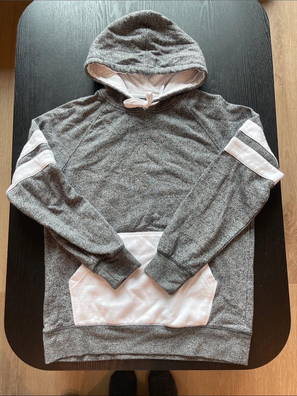 Zine Clothing Gray Hooded Pullover with White Accents